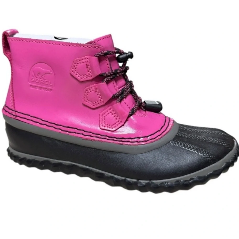 Sorel Out-N-About Hot Pink Black Duck Boots Size 5